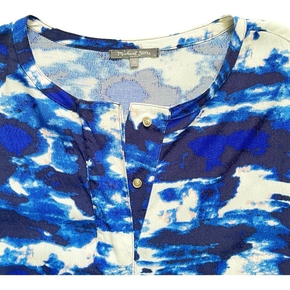 Michael Stars tunic dress multicolor round split hem 3/4  sleeves snaps Women M - Picture 9 of 17